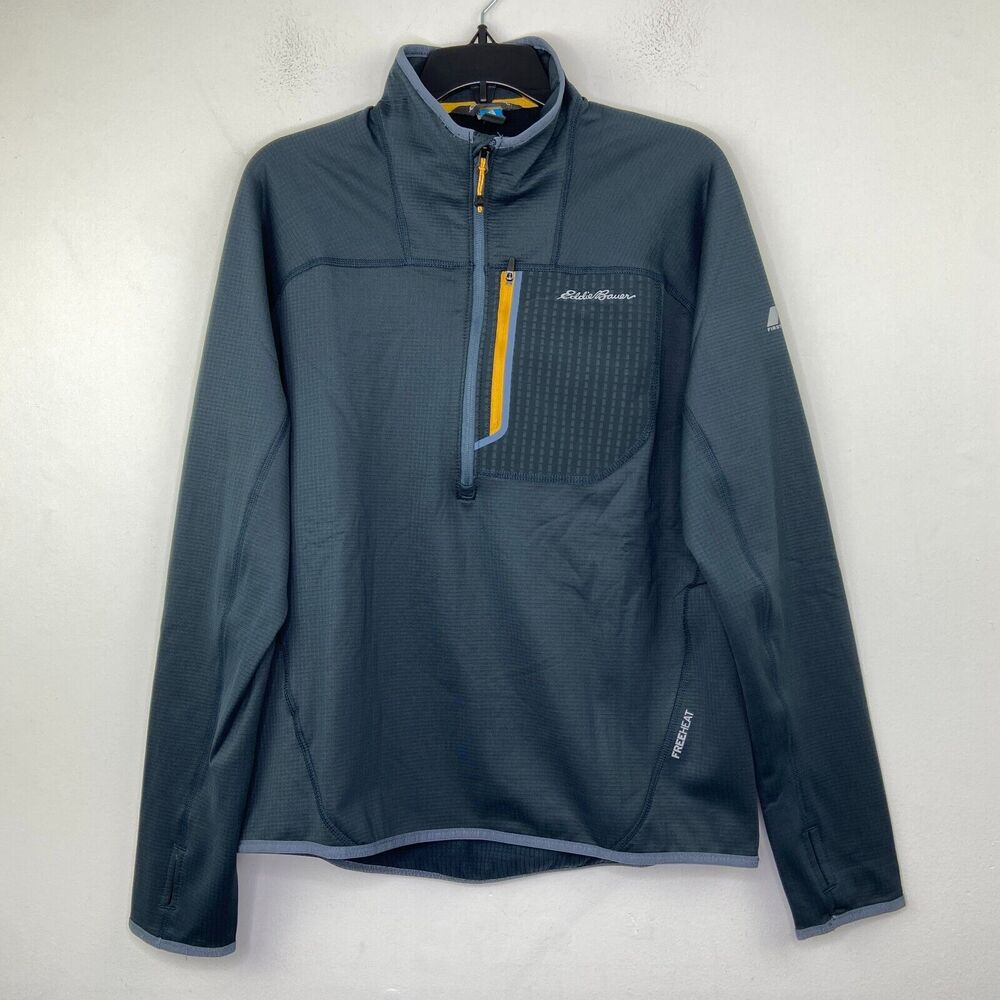 Eddie Bauer Women's XS Jacket Gray 1/2 Zip High Route Grid FreeHeat Fleece NWT